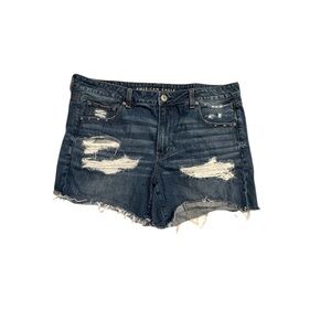 American Eagle Distressed Denim Cutoff Shorts Women’s Size 18 Blue Frayed Hem